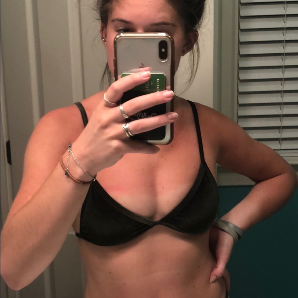 Velvet green bikini top